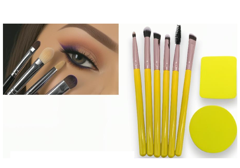 Set X6 De Brochas De Ojos + 2 Pomos